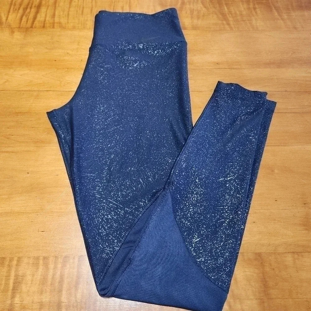 Nike Mesh Power Victory Tight Midnight Blue Sparkle Small Dri-fit High R…